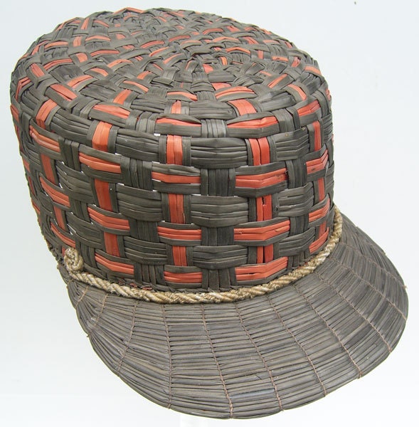 Vintage Flip It Mans Two Tone Orange Gray Straw Cap Hat