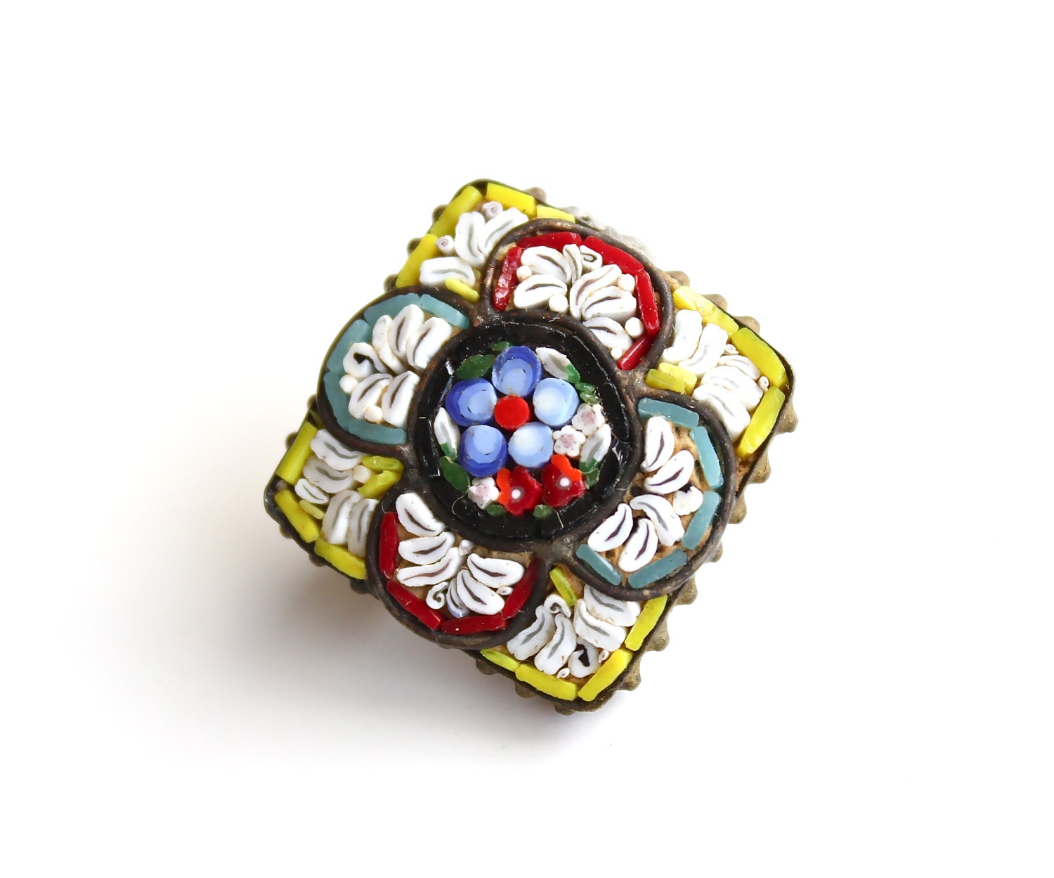 Micro Mosaic - Antique Brooch - Vintage Brooch - Antique Micro Mosaic Brooch Made in Italy