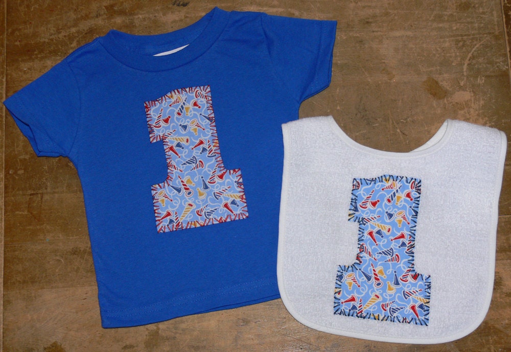 boys 1st birthday party set ... 1 shirt and bib