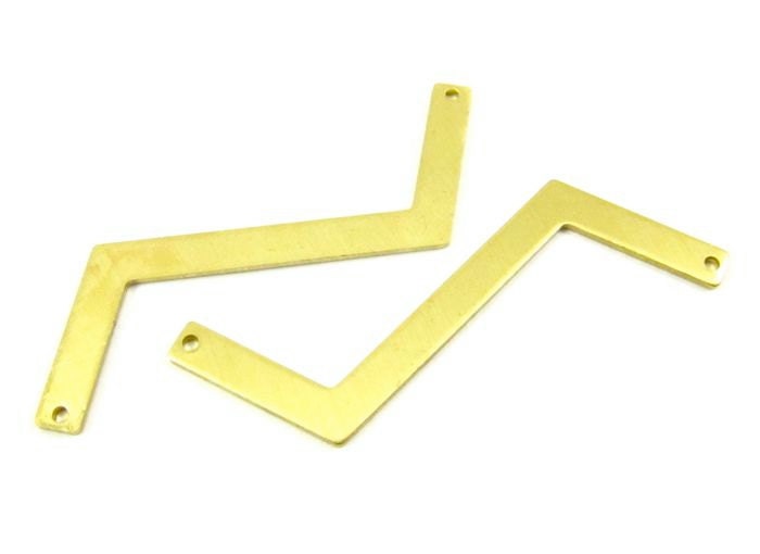 4 - Raw Brass Zigzag Connector Stampings
