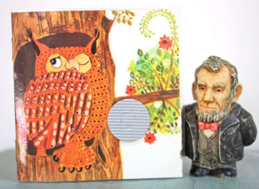 HandMade ReCycled ART BOOK .  A Unique Concept Journal Sketchbook . Become Inspired . OWL in Tree