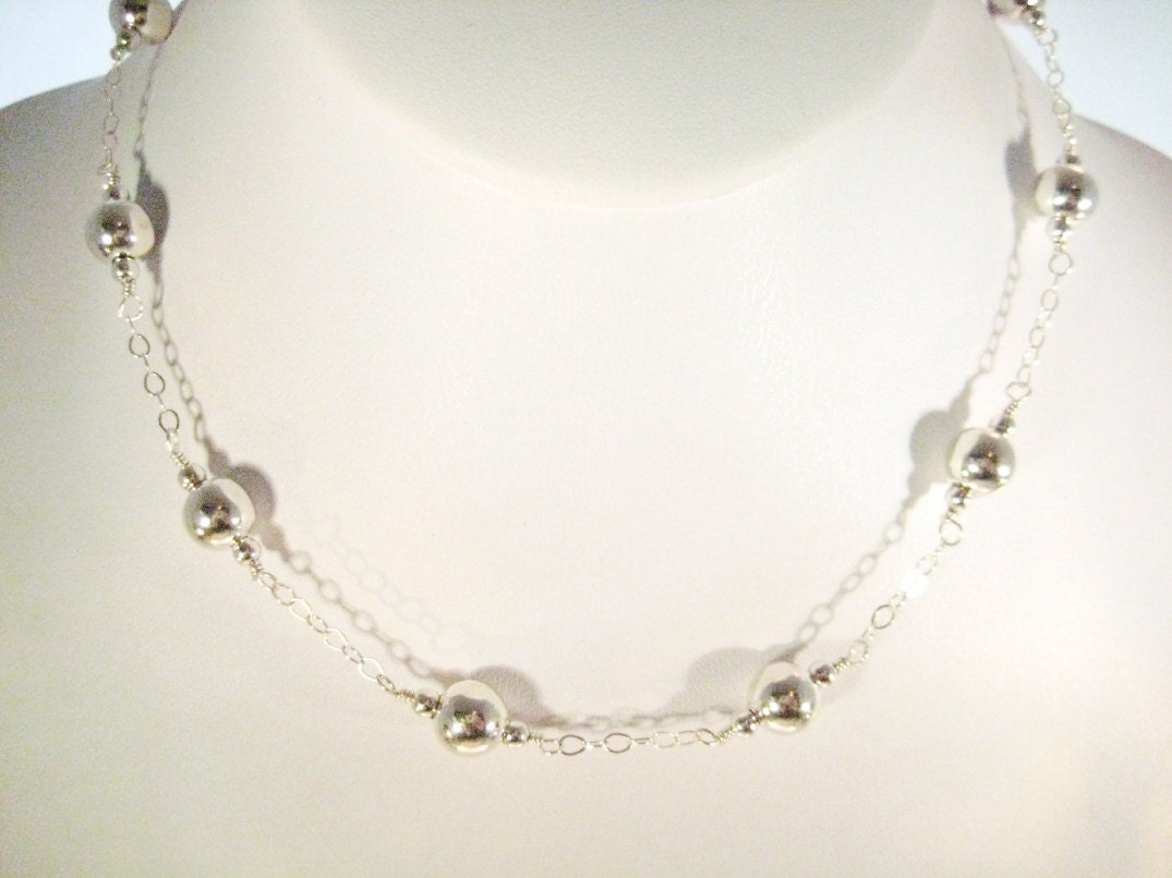 Vintage Sterling Silver 16 Inch 7.5mm Ball on Cable Chain Necklace NOS LaST 1