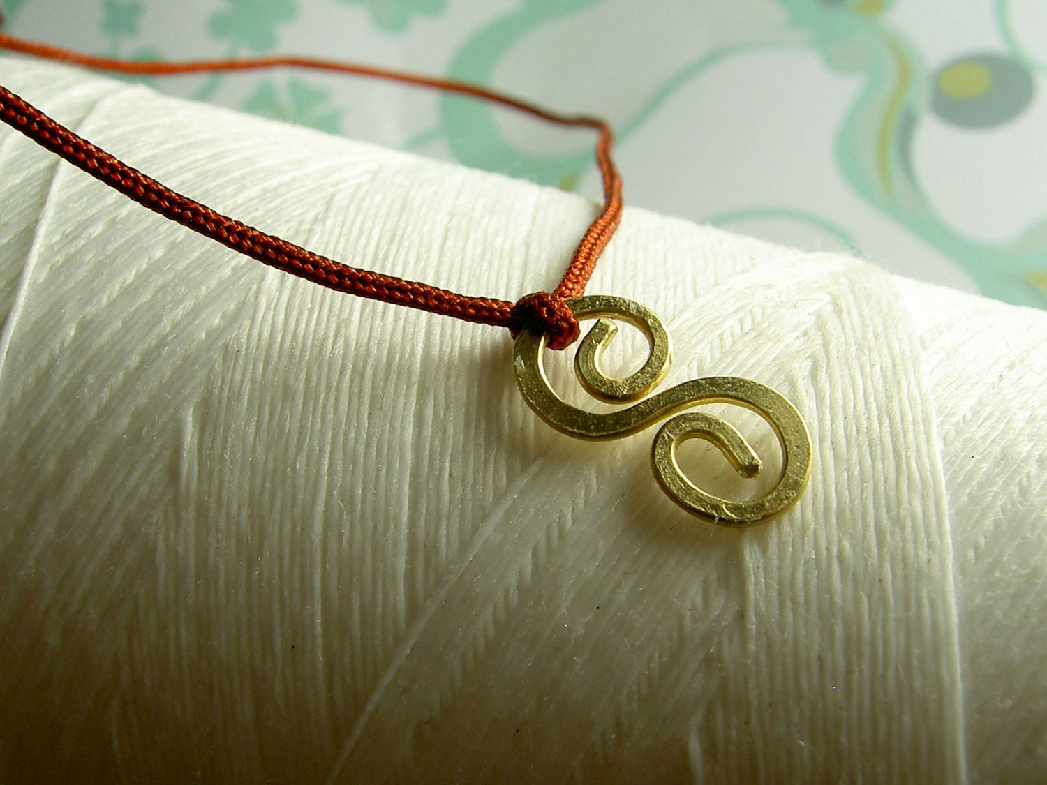 SALE ...  Make A Wish - INFINITY Charm - hand forged brass infinity symbol on red silk cord