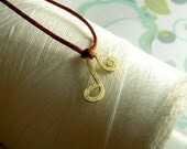 SALE ....  Make A Wish - MUSICAL NOTE Charm - hand forged brass music symbol on red silk cord