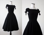 50s dress - vintage 1950s Anne Fogarty black velvet dress - 50s party dress