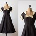 50s dress - vintage 1950s black bow dress - 50s party dress
