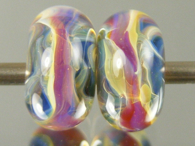 Boro Glass Lampwork Beads Pair for Earrings (2) --- Pr504
