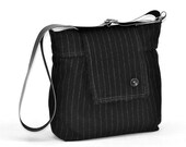 LAST 2 bags / Amy wool BLACK and White striped. French Shoulder Bag/ Ready to ship