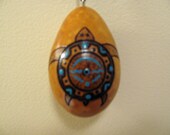 Gourd Art - Christmas ornament rear view mirror pyrography Sea Turtle