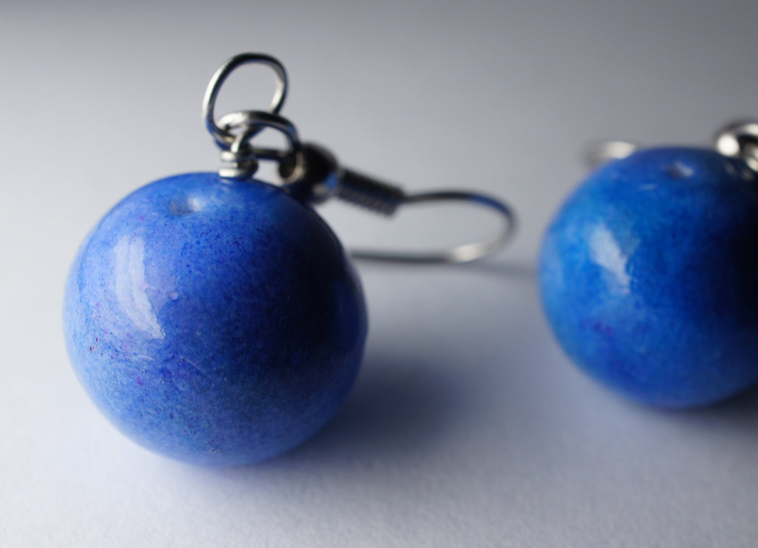Blueberry Earrings, Miniature Food Jewelry, Polymer Clay Food Earrings