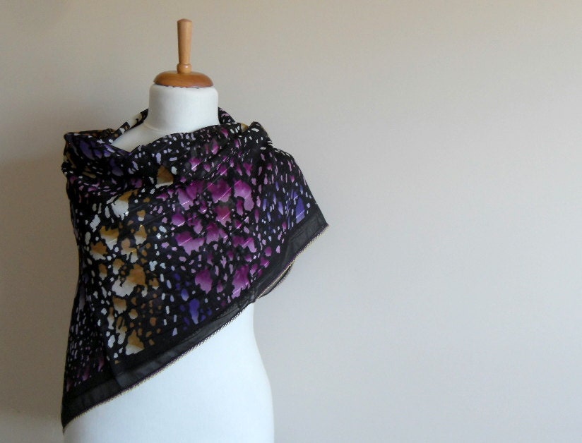 Multicolor Shawl,Crocheted Lace Shawl, Black Scarf, Turkish Traditional Shawl, Autumn Fashion, Bridesmaid Gift, Infinity Scarf