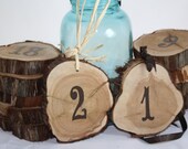 Wedding Table Numbers, Hanging, rustic cedar circles, set of 25, natural unfinished cedar wood for rustic woodland barn weddings