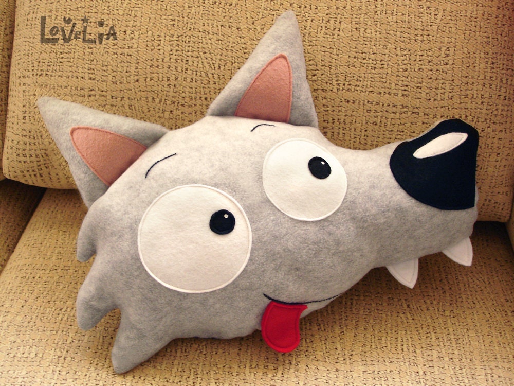 Plush Wildo the Wolf -Decorative plush pillow -
