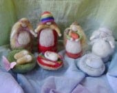 Seasonal  Wool Mother Figures  with their babies  - Waldorf inspired