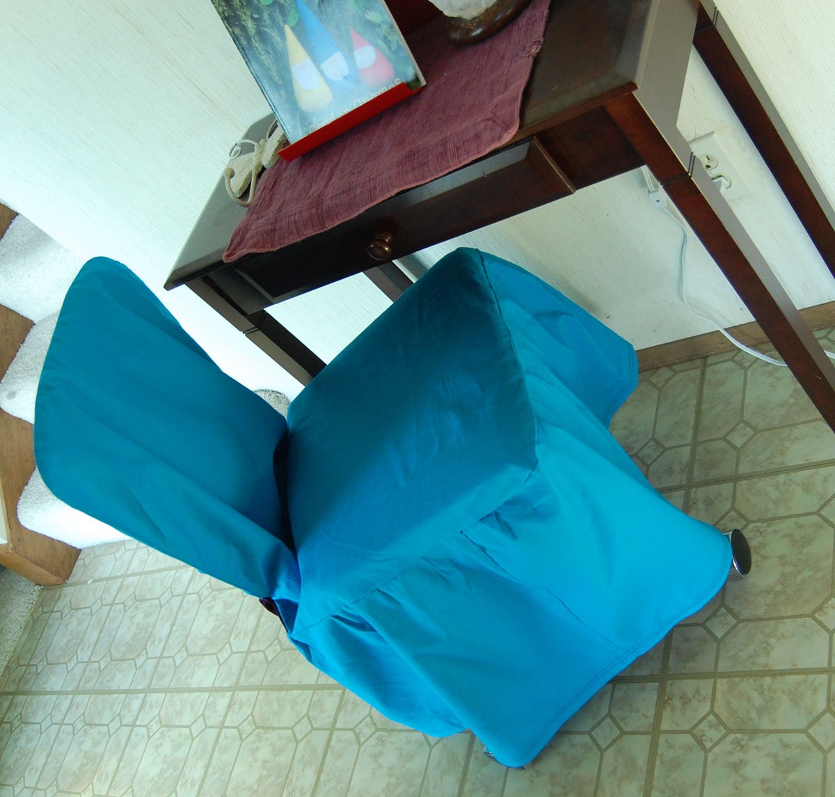 Turquoise and Purple Little Desk Chair Cover Ready Made Sale