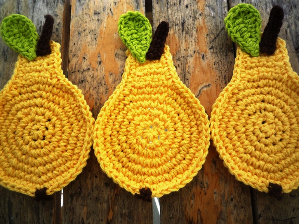 Crochet Pear Coasters Pattern
