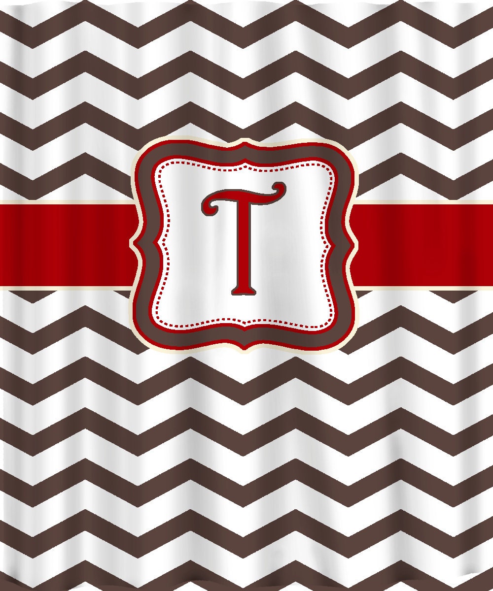 Personalized Shower Curtain - Brown with Red, or Red with Brown - can be ANY color
