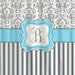 Personalized Shower Curtain - Custom with your Name or Initials - Damask & Stripe - Your Colors