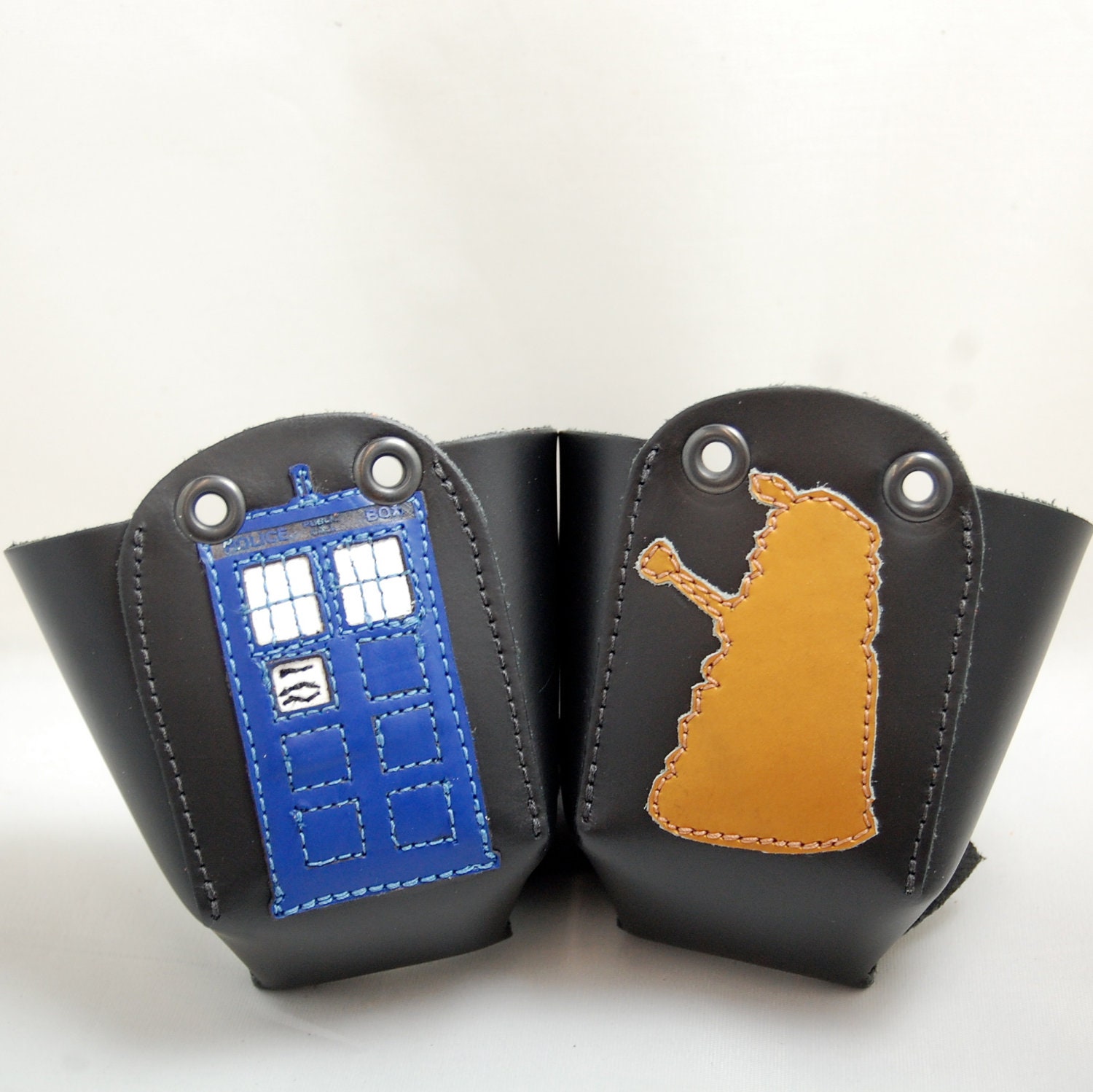 Leather Toe Guards with TARDIS and Dalek