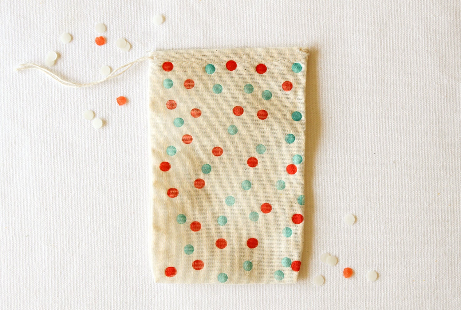 Confetti Dots Letterpress Muslin Sacks. Set of 6