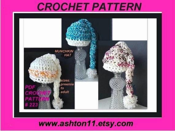 INSTANT DOWNLOAD Crochet Pattern PDF 223-Little Munchkin Hat-make  preemie to adult- Permission to sell your finished hats.