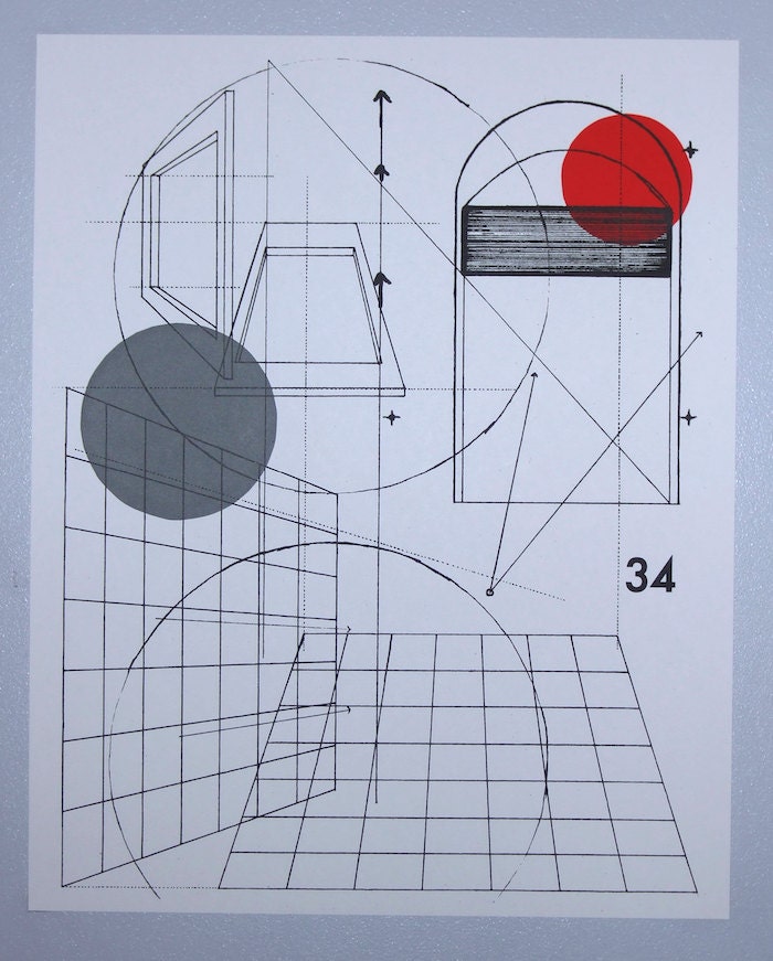 Perspective architecture 1, architectural graphic design, 16 x 20 inches silkscreen print