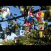 Garden decorations ornaments fused glass abstract design. Set of ten