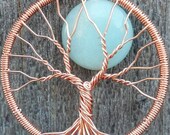 Blue Moon Tree Pendant - Copper and Amazonite - Original Design by Ethora