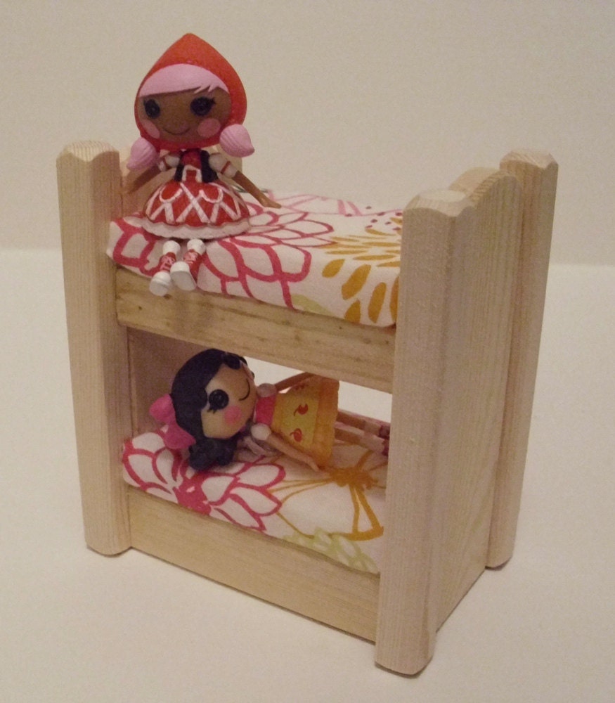 Mini Lalaloopsy-scale Doll Natural Wood Bunk Bed, Wooden Toy Furniture, Waldorf inspired, Introductory price