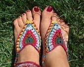 Native American inspired crochet Barefoot Sandals