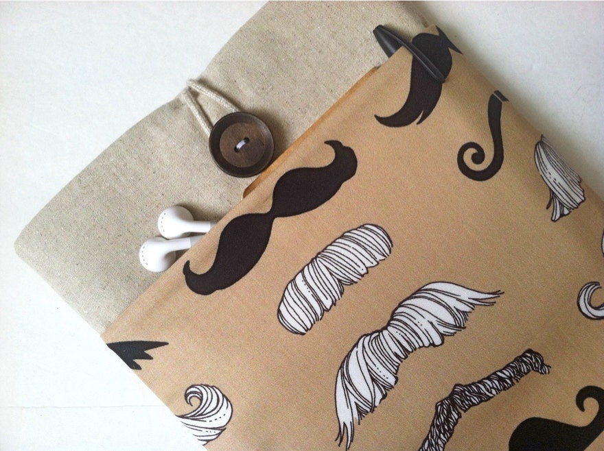 Mustache iPad Case Cover, iPad Sleeve Case, Padded iPad Cover with Pocket