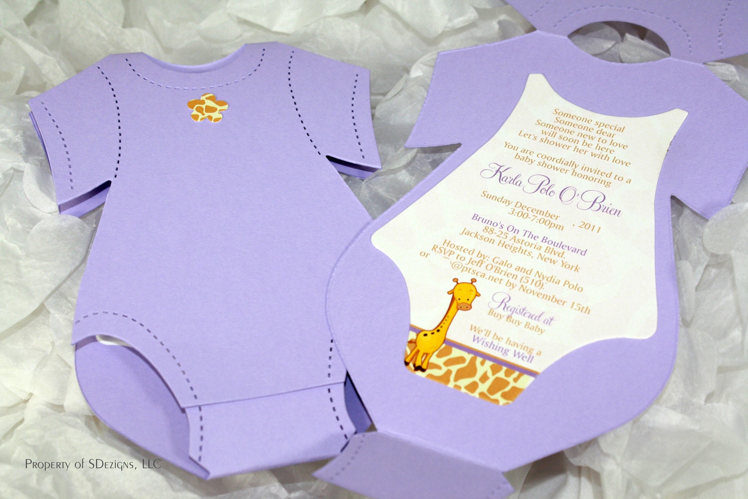 Onesie Baby Shower Invitation, Baby Announcement - Giraffe Design Il_170x135