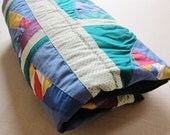 Vintage quilt FANS 1970s home made bright and cheerful