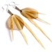 Satin Feather Earrings in Champagne Beige with Long Accents