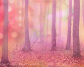 Nature Photography, Fairy Tale Dreamy Pink Nature, Fantasy Nature Woodland, Baby Child Nursery Art, Dreamy Pink Nature Photo 8" x 12"