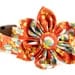 Floral Dog Collar and Flower Set....Meadow in Tangerine......Made to Order in Your Choice of Size