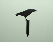 Black Raven Crow Metal Art Yard Garden Decor - Free USA Shipping