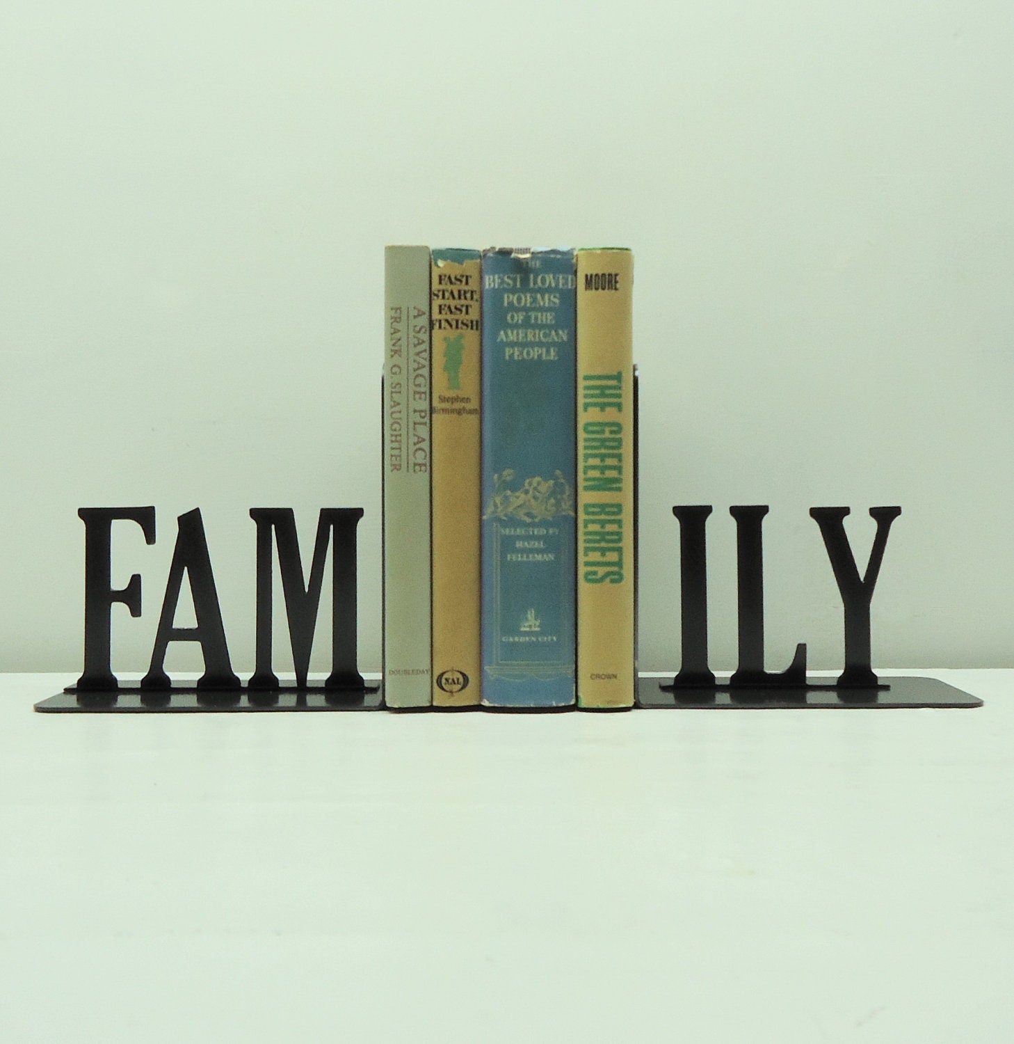 Family Text Metal Art Bookends - Free USA Shipping