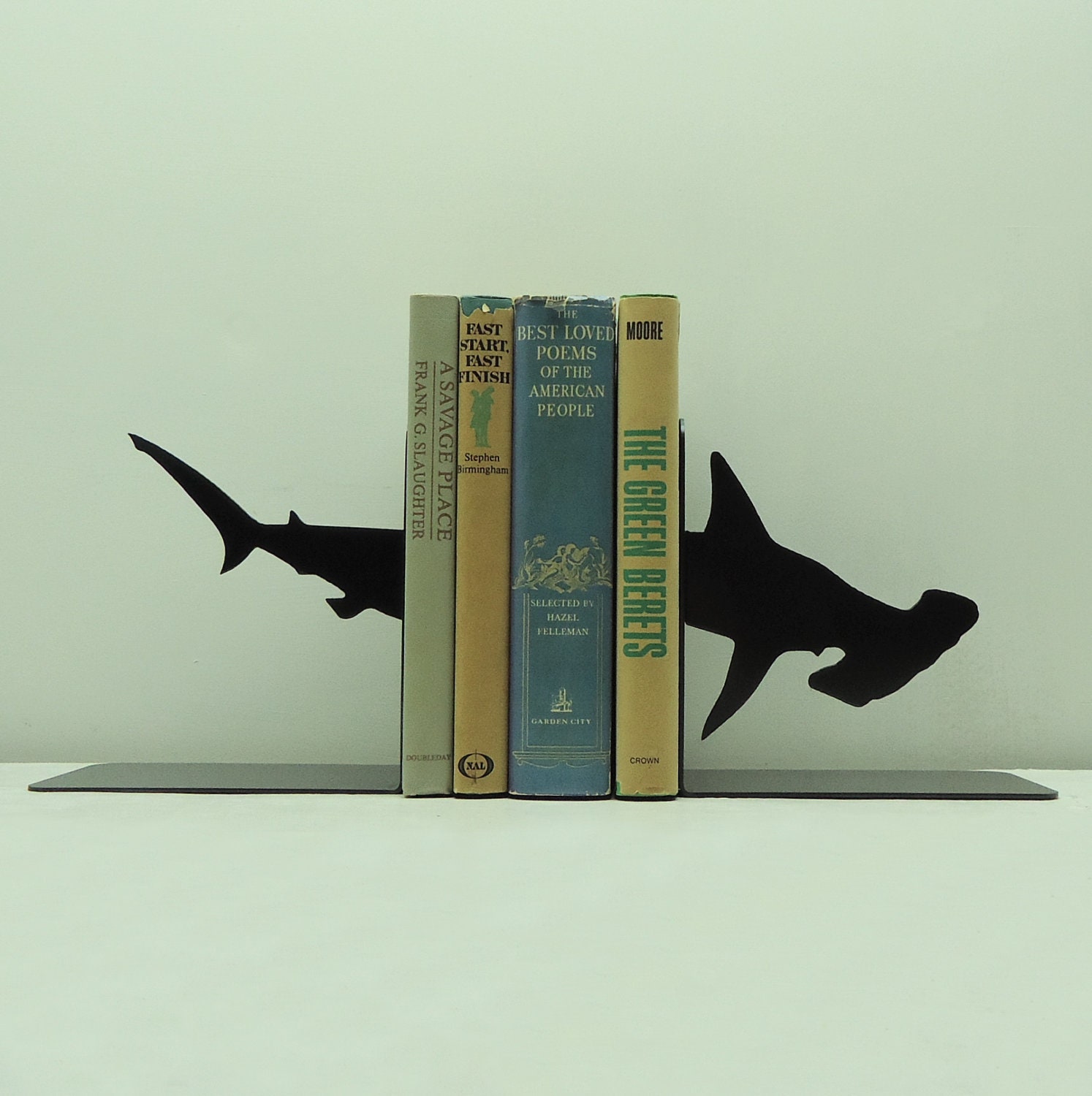 Hammerhead Shark Metal Art Bookends - Free USA Shipping