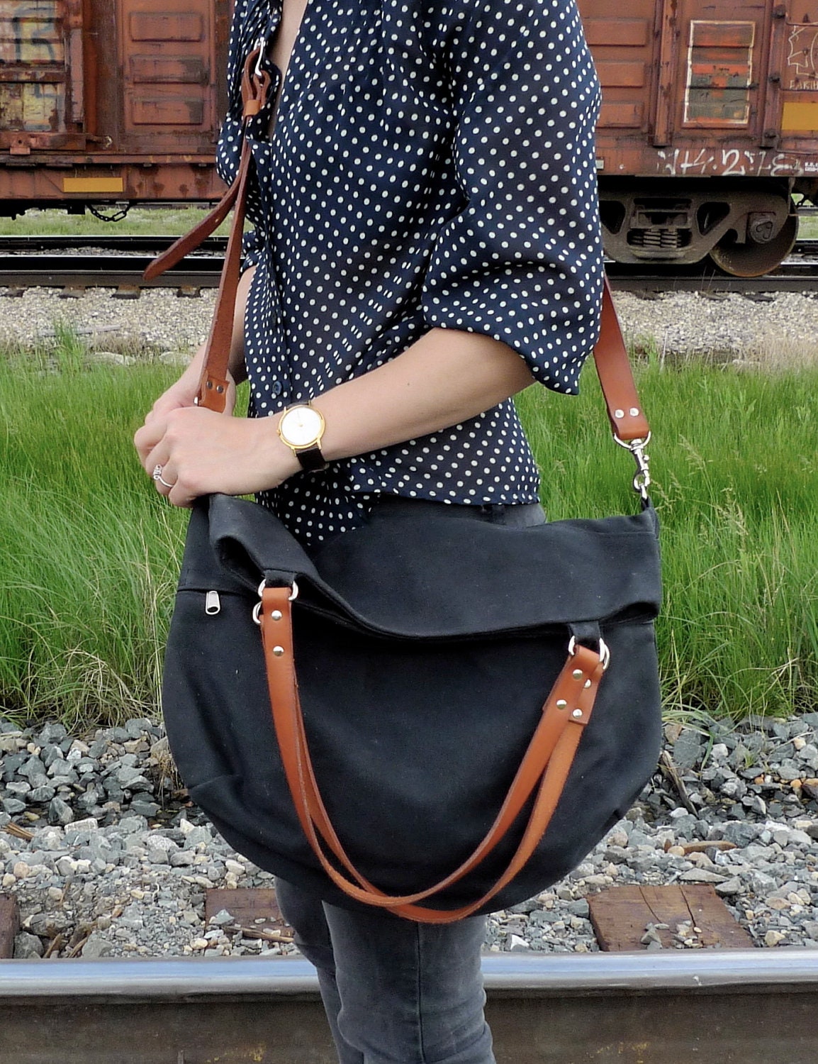 Multi-Strap Waxed Canvas Tote / Messenger Bag