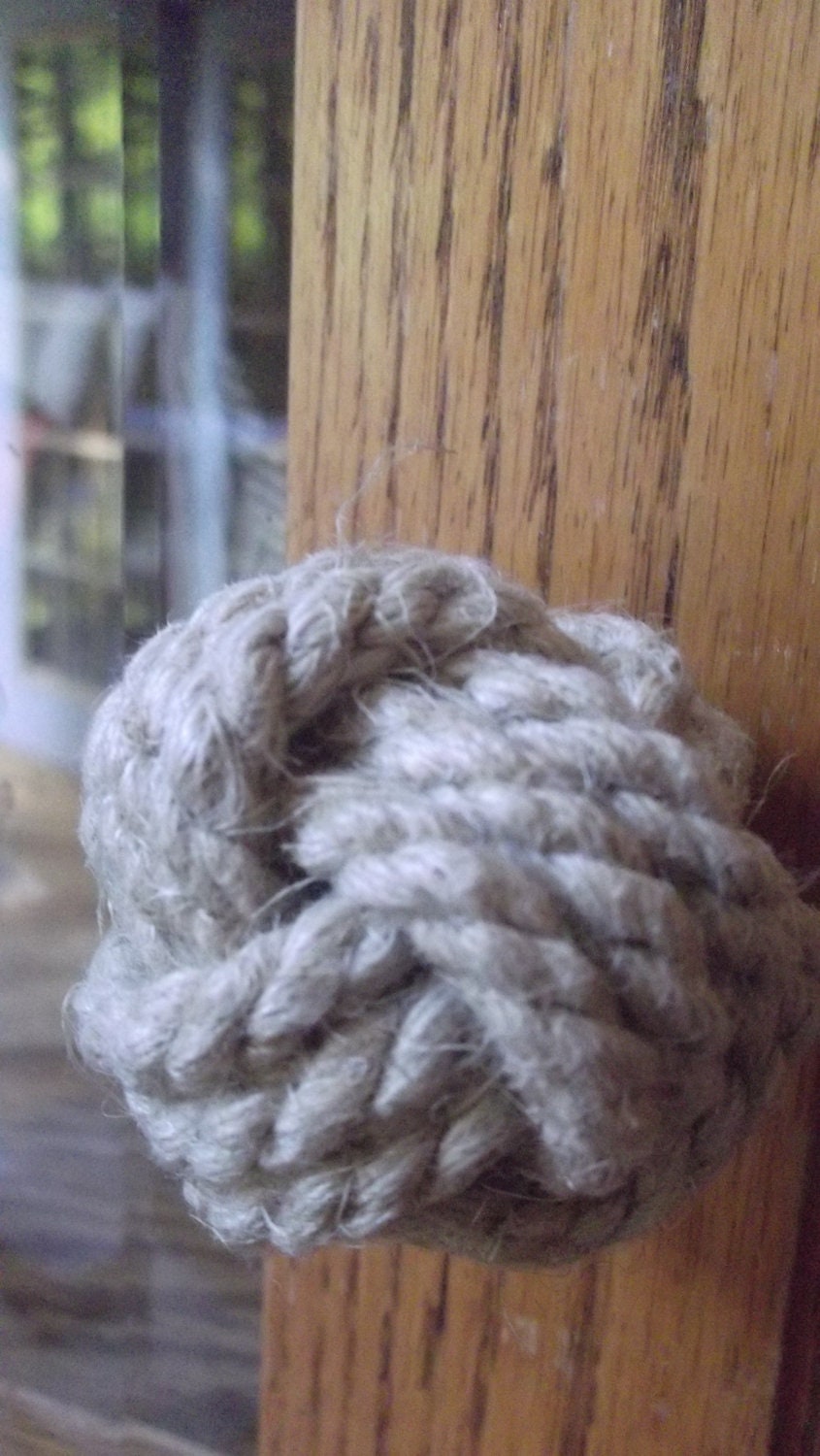 Rustic Decor - Set of 2 hemp knotty door knobs - Rustic Doorknobs