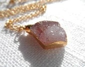 RESERVED LISTING - Pink and purple druzy necklace- purple druzy necklace - gold necklace - pink druzy necklace - D R U Z Y