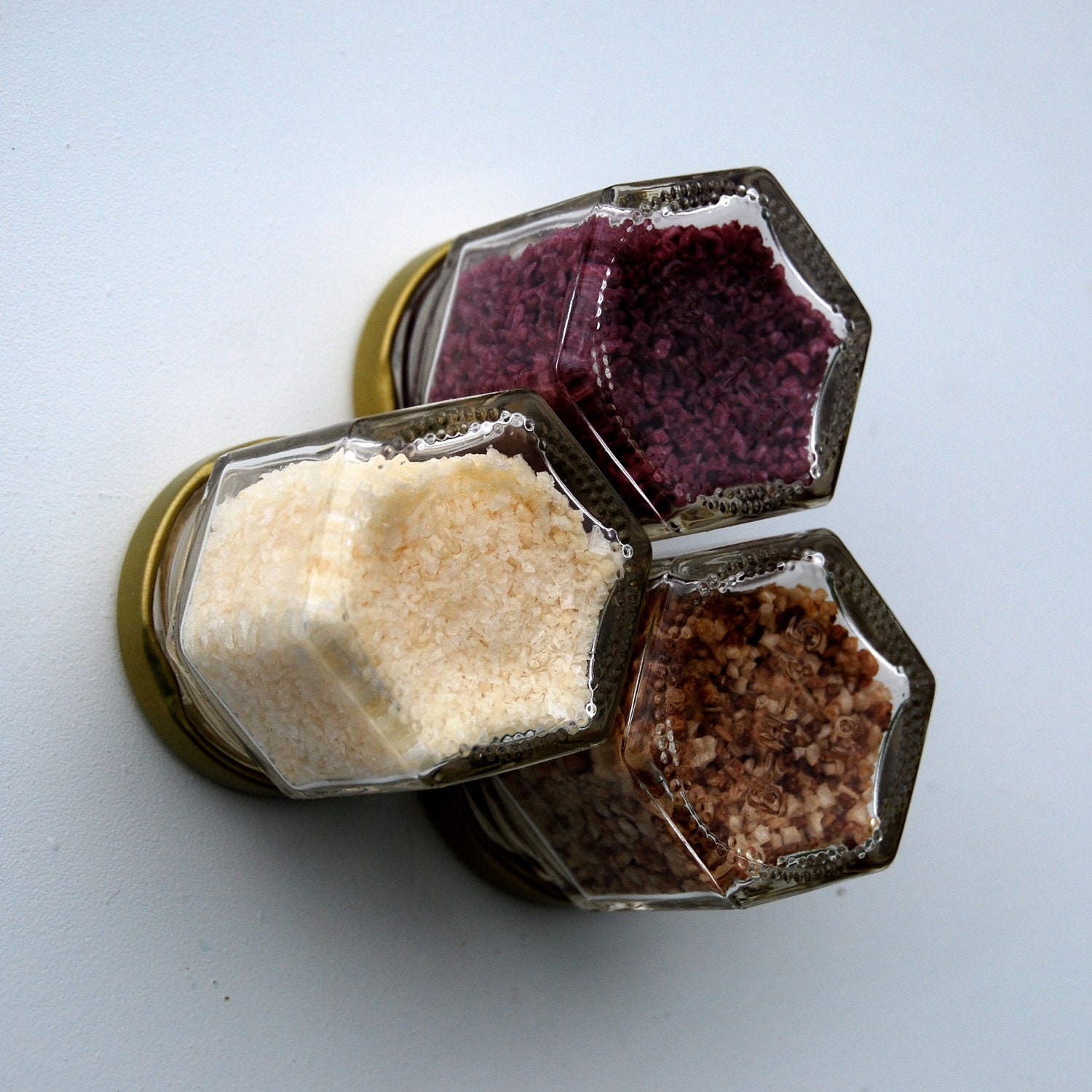 FUSION Mini: Gourmet Salts in Magnetic Jars. Pack of 3 FUN salts...Merlot, Lime and Hot Hot Habanero.  Free Shipping.