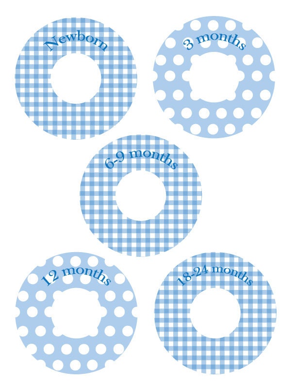Custom Closet Clothing Dividers  - BLUE GINGHAM and DOTS