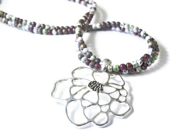 Burgundy Magnetic Hematite Necklace w/ Silver Pendant, Magnetic Necklace, Hematite Health Necklace, Healing Necklace, Good Health Necklace