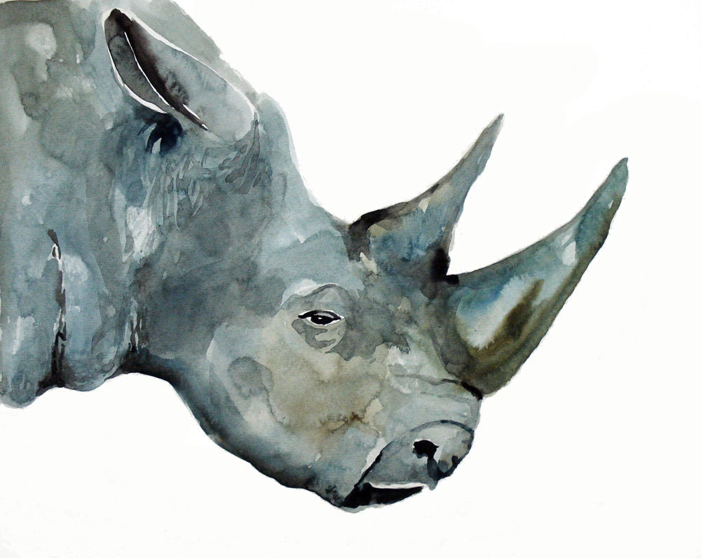 RHINO by DIMDIart Original watercolor painting 14x11inch