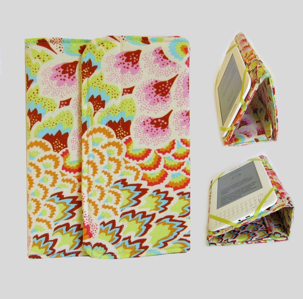 Standable Kindle Fire Cover Kindle Fire HD Cover Nexus 7 Cover iPad Mini Cover Nook Tablet Cover Stand Up Cover Case Peacock Feathers Blush