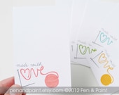 Knitting, Set of 24 Made With Love Mini Cards, Yarn, Hand Drawn, Illustration, Mini Note cards 2.75 x 4.25 inches