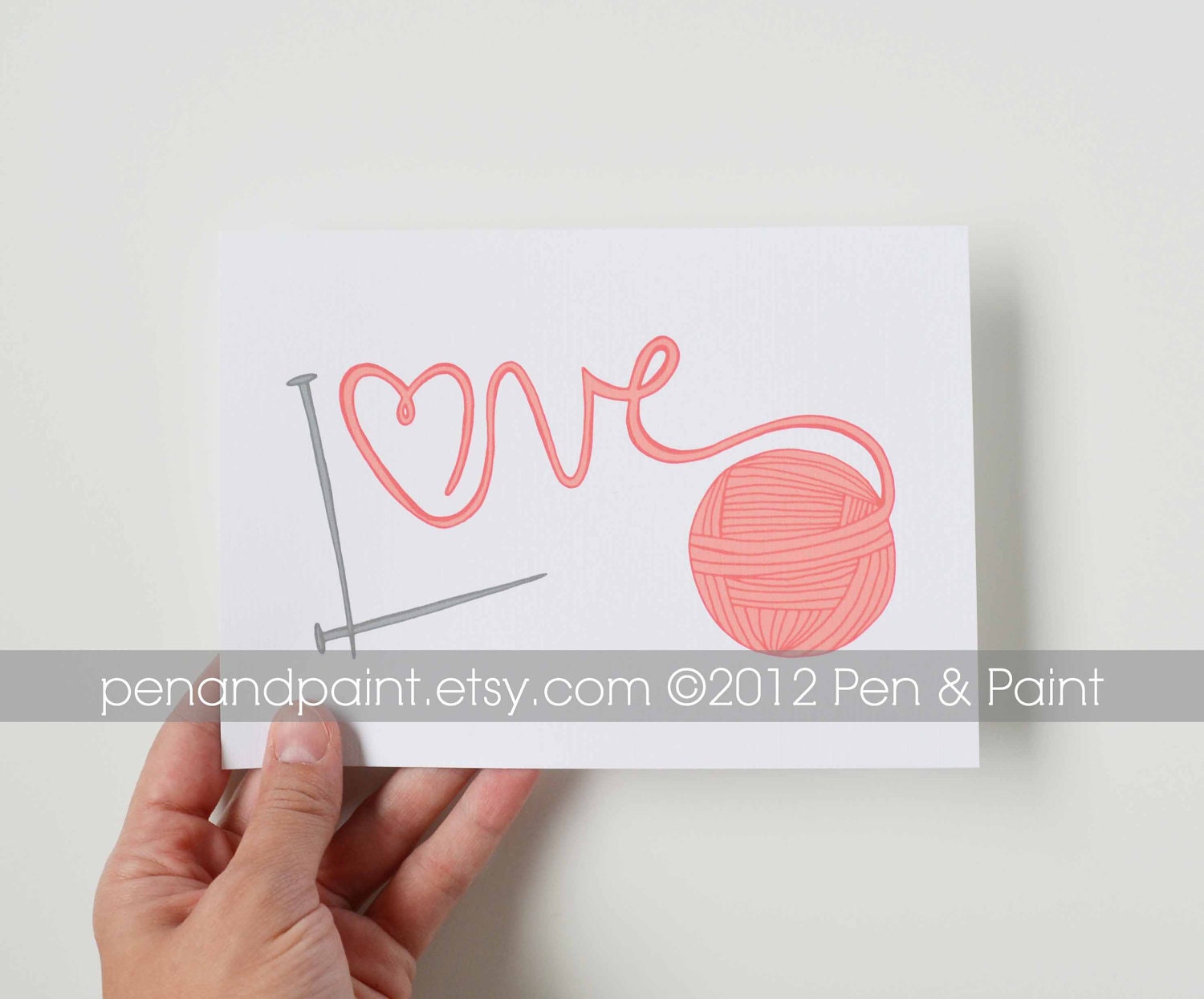 Yarn, Knitting, I love to knit, Ball of Yarn, 5 x 7 Art Print