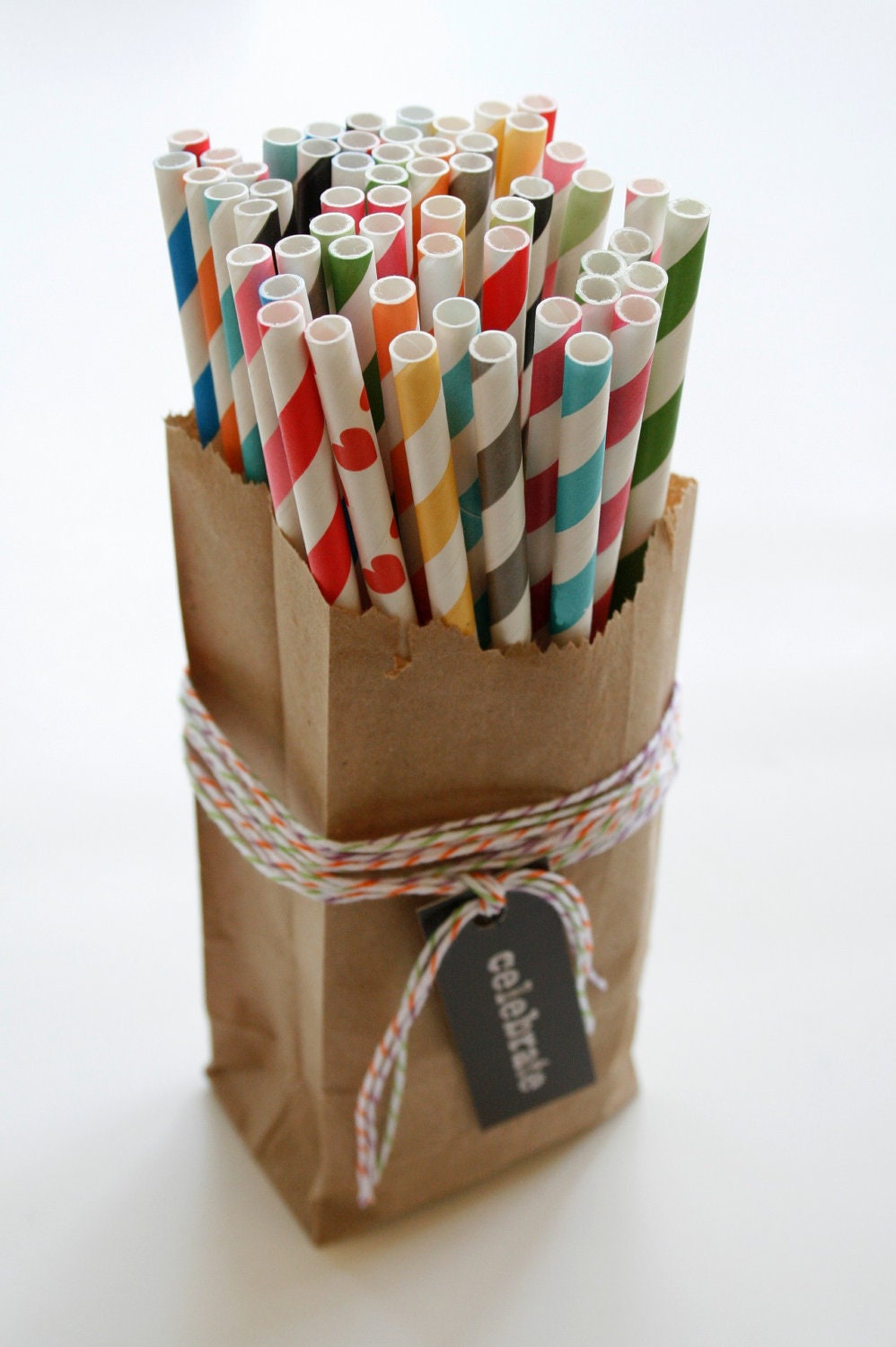 300 Printed Design Paper Straws with Editable PDF File - Stripes and Dots - Mix and Match Up to Five Colors - Weddings - Parties - Favors